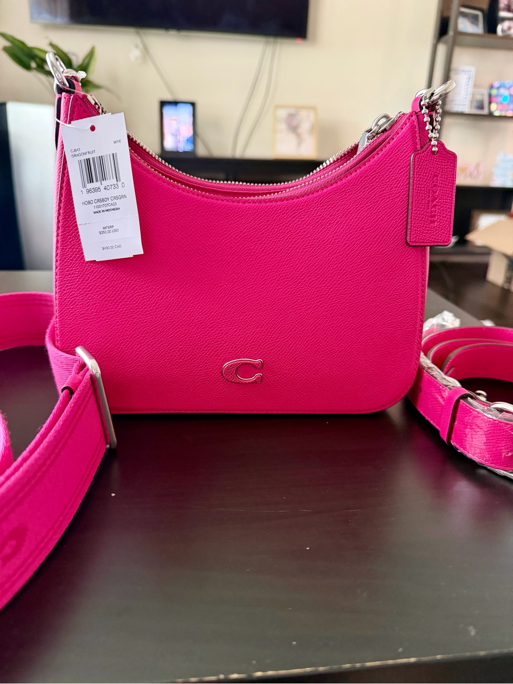 Coach Hobo Crossbody Signature Canvas Dragonfruit (New With Tag)